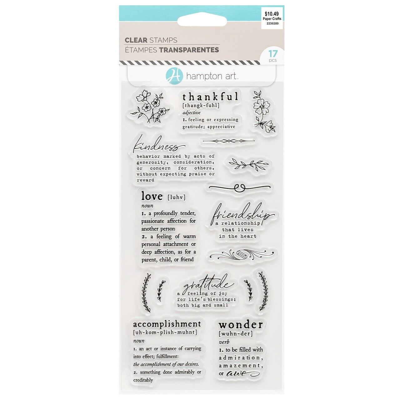 American Crafts Hampton Art Clear Stamps-Sentiment Definitions